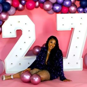 Akira Violet Sequin oversized blazer